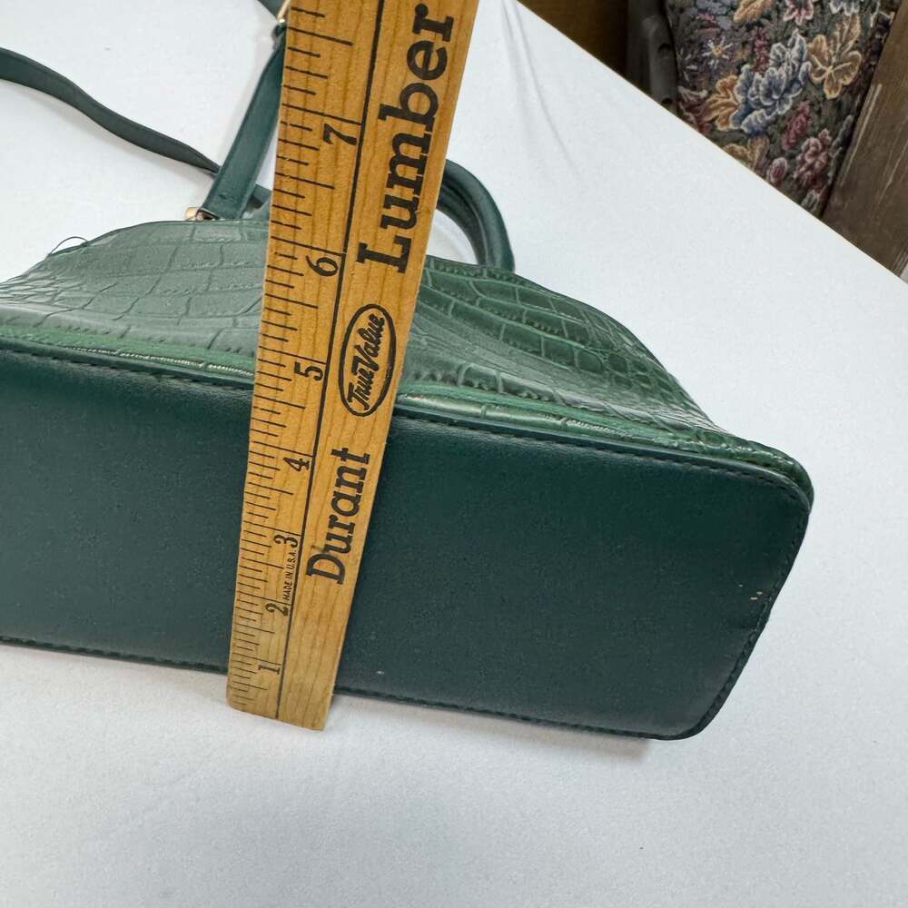 Bebe Los Angeles Hunter Green Croc-Embossed Dome Satchel Crossbody Bag - Picture 8 of 9